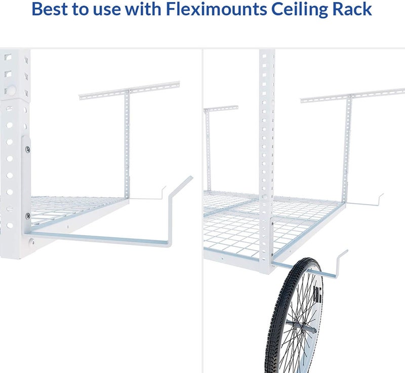 FLEXIMOUNTS 2 Pack Add On Storage Utility Hook Accessory for Garage Ceiling Rack, Max Weight Capacity up to 35lbs,White - Image 5